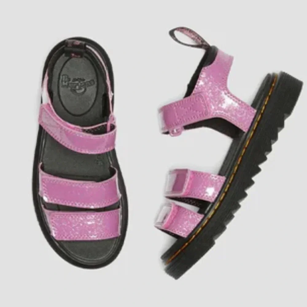 NWT Dr. Martens Junior Klaire Pink Glitter Sandals. Sz: 6